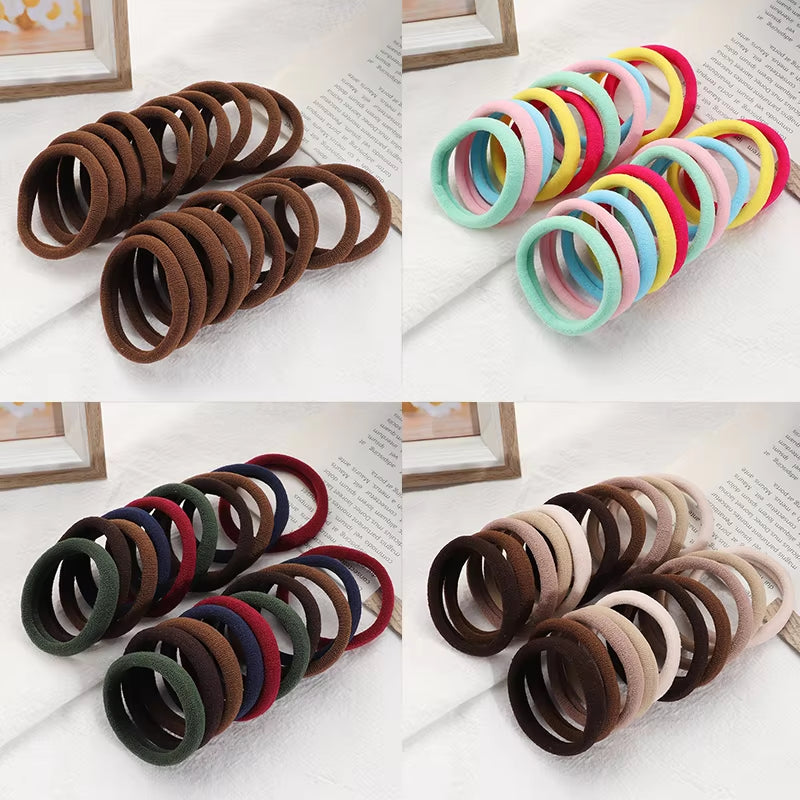 20Pcs Women Colorful Nylon Hair Bands 4Cm Elastic Headbands Girls Ponytail Holder Scrunchie Fashion Hair Accessories Headwear