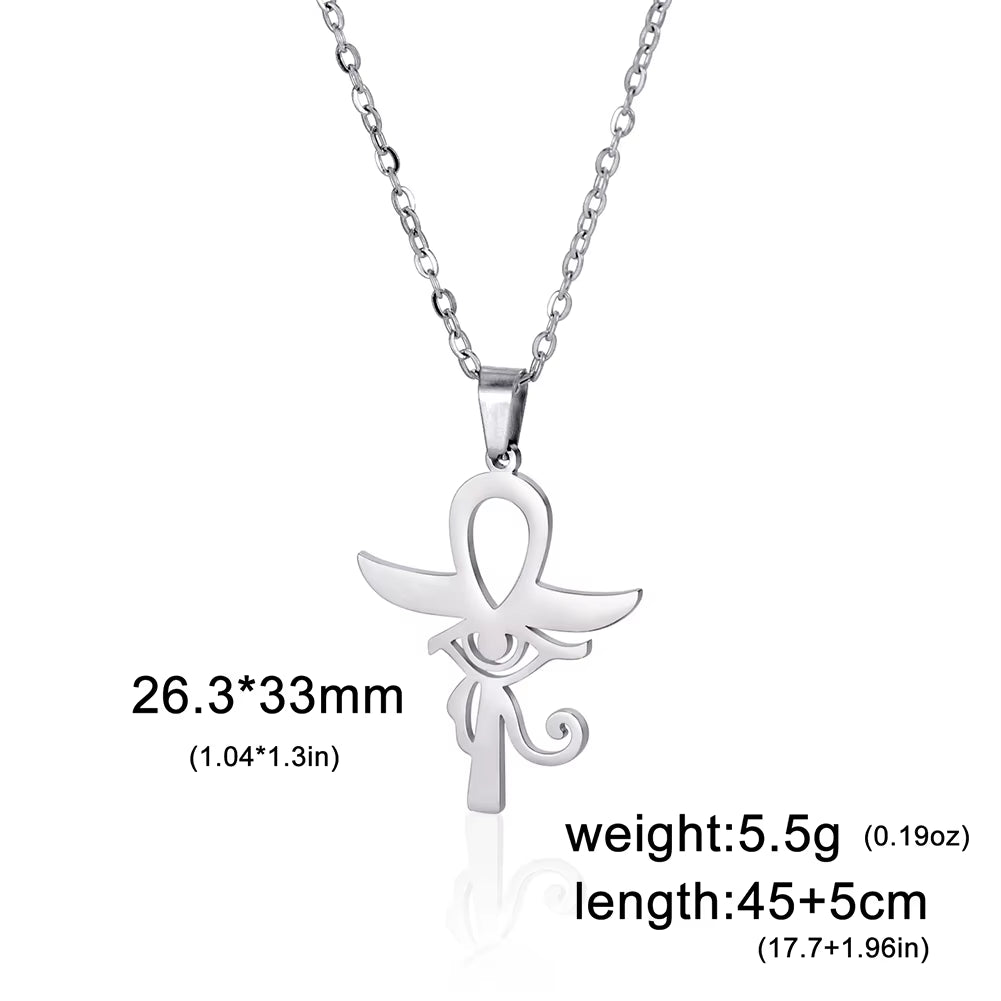 Ankh Cross Egyptian Amulet Necklace Stainless Steel Key of Life Symbol Crucifix Pendant Necklace Women Religion Jewelry