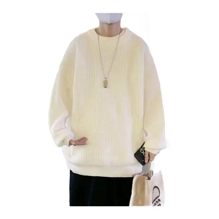 Autumn Spring Sweater round Neck Loose Pure Color Long Sleeves Knitted Pullover Stretchy Casual Daily Wear Mid Length Top Warm S