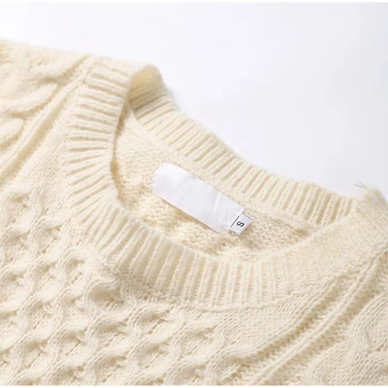 Oversized Knitted Pullover Women Casual Loose round Neck Solid Long Sleeve Female Sweater 2024 Autumn Winter Lazy Lady Knitwears