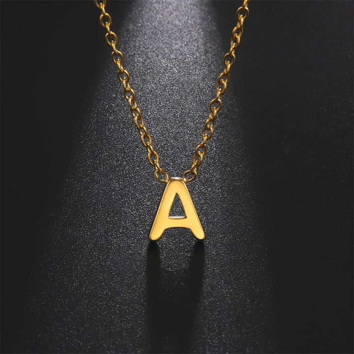 Initial A-Z Letter Necklaces for Women Elegant Chains Choker 26 Alphabet Pendant Necklace Stainless Steel Jewelry Collier Femme