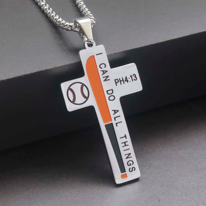 304L Stainless Steel Jesus Cross Necklace Men Women Bible Verse Spiritual Necklace for Men Jewelry