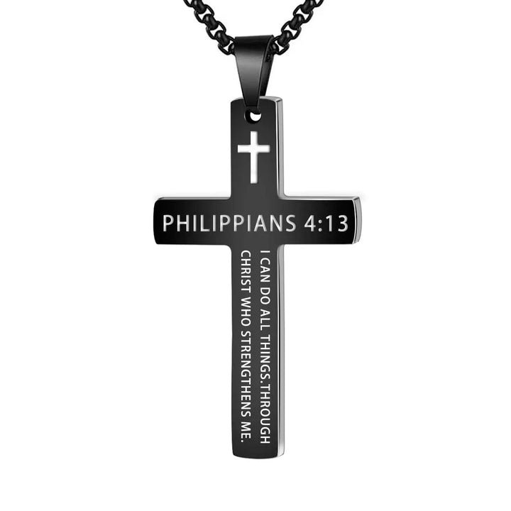 304L Stainless Steel Jesus Cross Necklace Men Women Bible Verse Spiritual Necklace for Men Jewelry