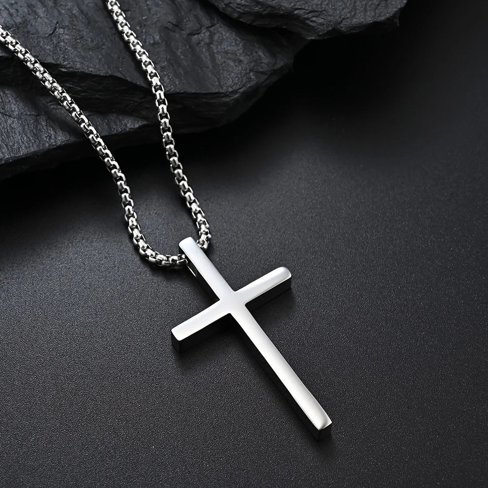 304L Stainless Steel Jesus Cross Necklace Men Women Bible Verse Spiritual Necklace for Men Jewelry