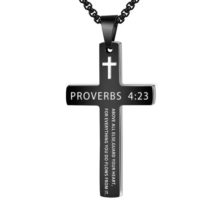 304L Stainless Steel Jesus Cross Necklace Men Women Bible Verse Spiritual Necklace for Men Jewelry