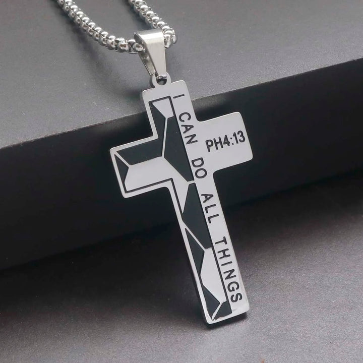 304L Stainless Steel Jesus Cross Necklace Men Women Bible Verse Spiritual Necklace for Men Jewelry