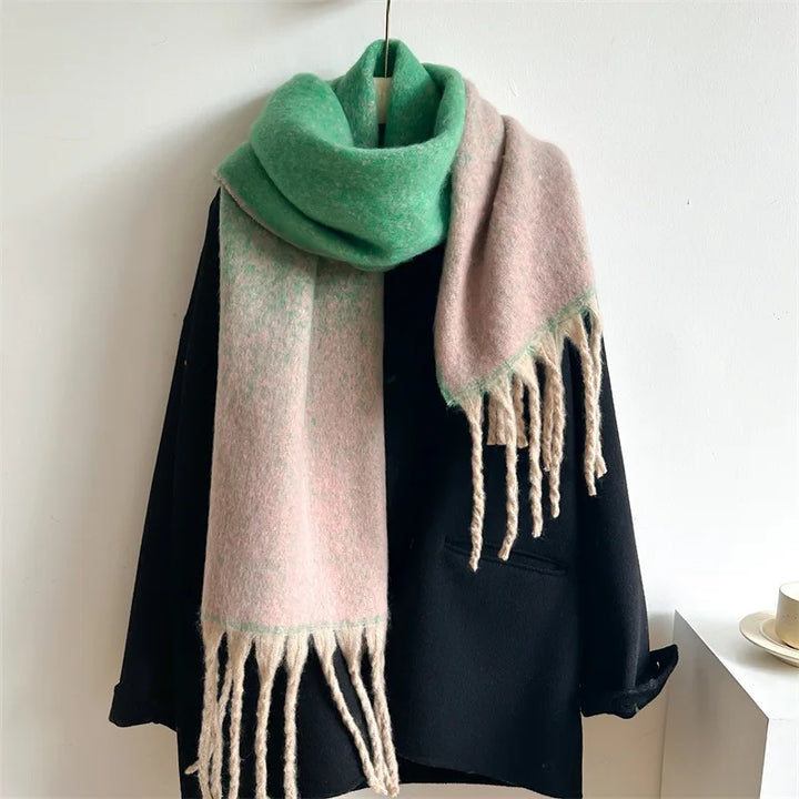 Gradient Scarves for Men Women Autumn Winter Warm Scarf New Soft Fashion Cashmere Tassel Long Shawl Luxury Thickened Neckerchief