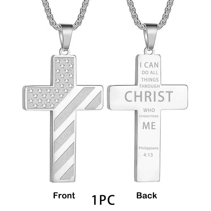 304L Stainless Steel Jesus Cross Necklace Men Women Bible Verse Spiritual Necklace for Men Jewelry