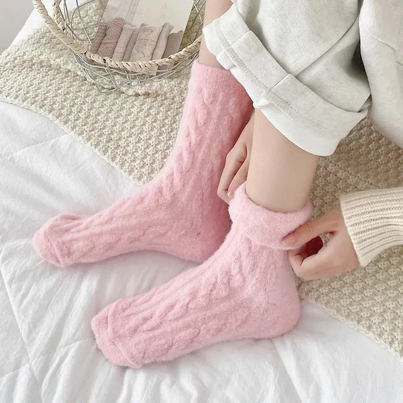 1/5Pairs Winter Warm Coral Fleece Socks Men Solid Loose Sleeping Sock Velvet Home Fluffy Stocking Thicken Thermal Sox Calcetines