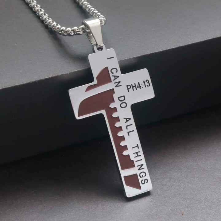 304L Stainless Steel Jesus Cross Necklace Men Women Bible Verse Spiritual Necklace for Men Jewelry