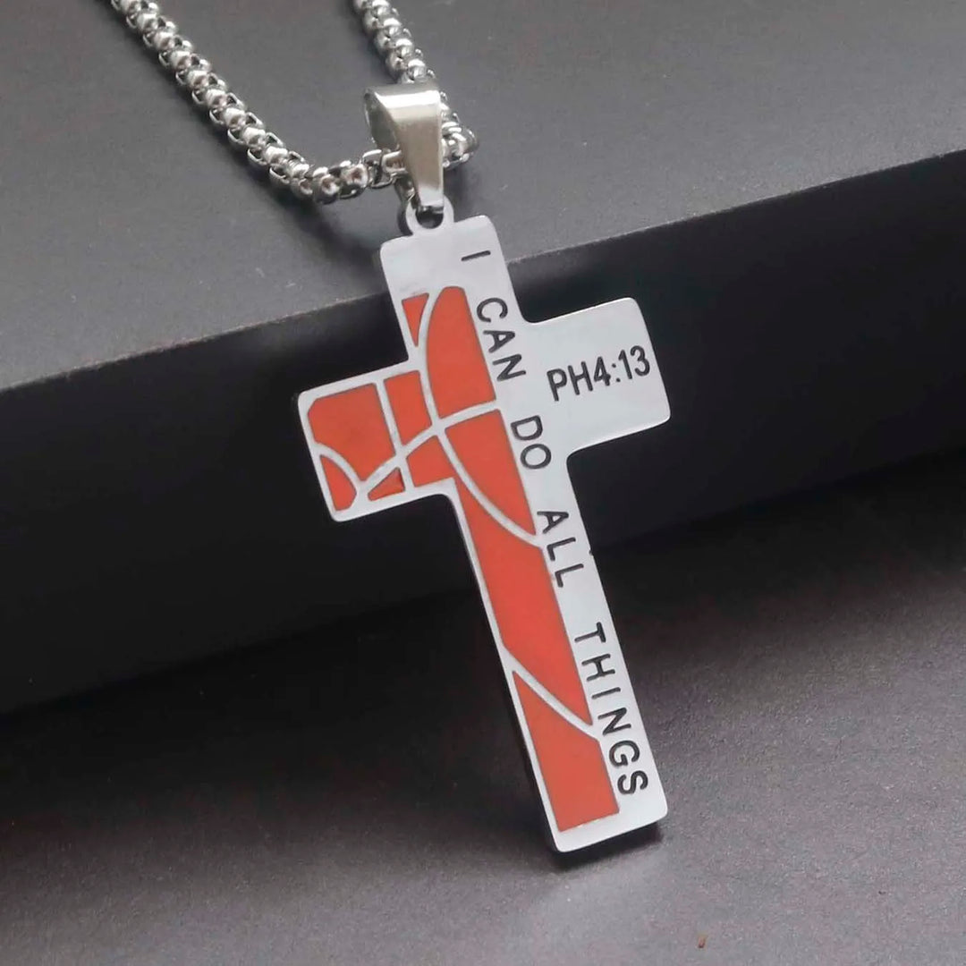 304L Stainless Steel Jesus Cross Necklace Men Women Bible Verse Spiritual Necklace for Men Jewelry