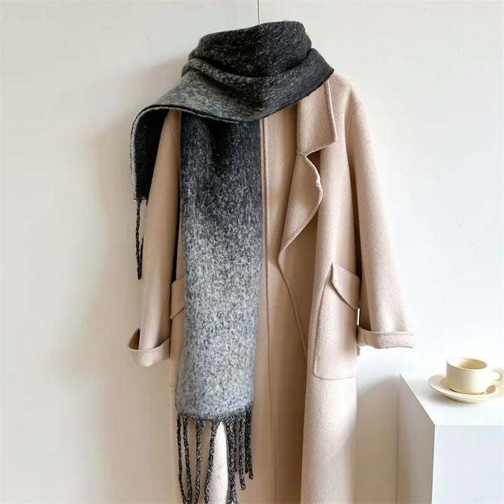 Gradient Scarves for Men Women Autumn Winter Warm Scarf New Soft Fashion Cashmere Tassel Long Shawl Luxury Thickened Neckerchief