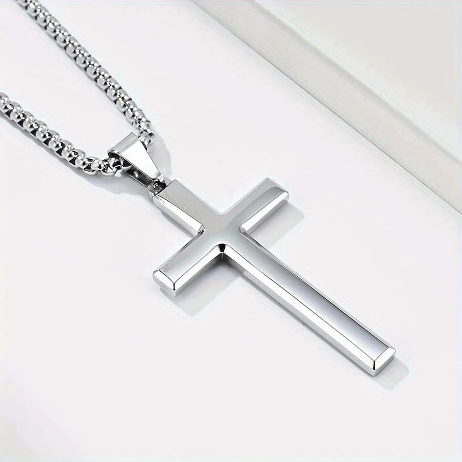 304L Stainless Steel Jesus Cross Necklace Men Women Bible Verse Spiritual Necklace for Men Jewelry