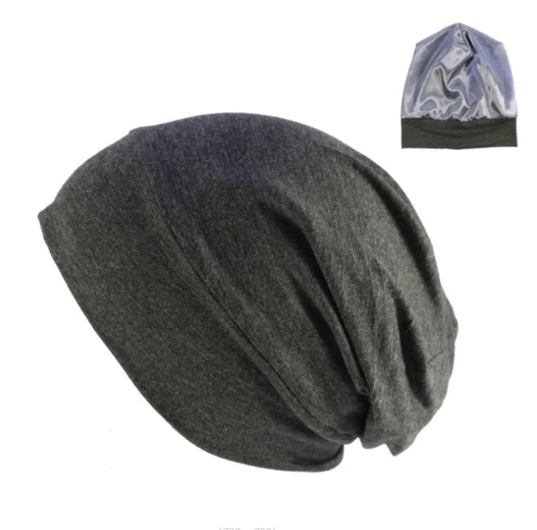 Satin Lined Beanies Hat for Women Bamboo Cotton Stretch Satin Bonnet Cap for Men Silk Night Sleeping Cap Skullies Headwrap