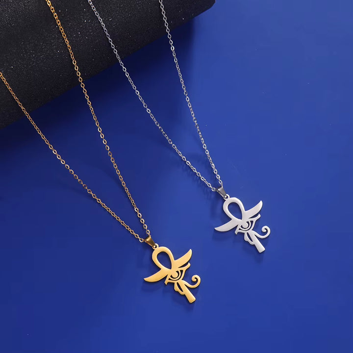 Ankh Cross Egyptian Amulet Necklace Stainless Steel Key of Life Symbol Crucifix Pendant Necklace Women Religion Jewelry