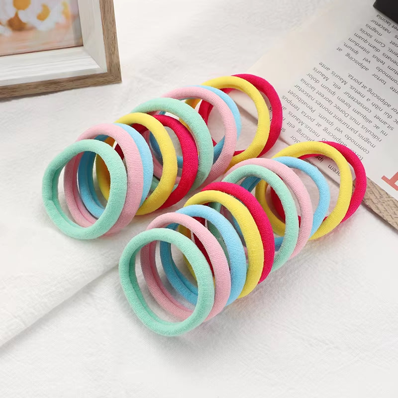 20Pcs Women Colorful Nylon Hair Bands 4Cm Elastic Headbands Girls Ponytail Holder Scrunchie Fashion Hair Accessories Headwear