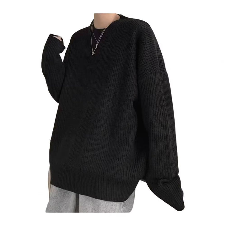 Autumn Spring Sweater round Neck Loose Pure Color Long Sleeves Knitted Pullover Stretchy Casual Daily Wear Mid Length Top Warm S